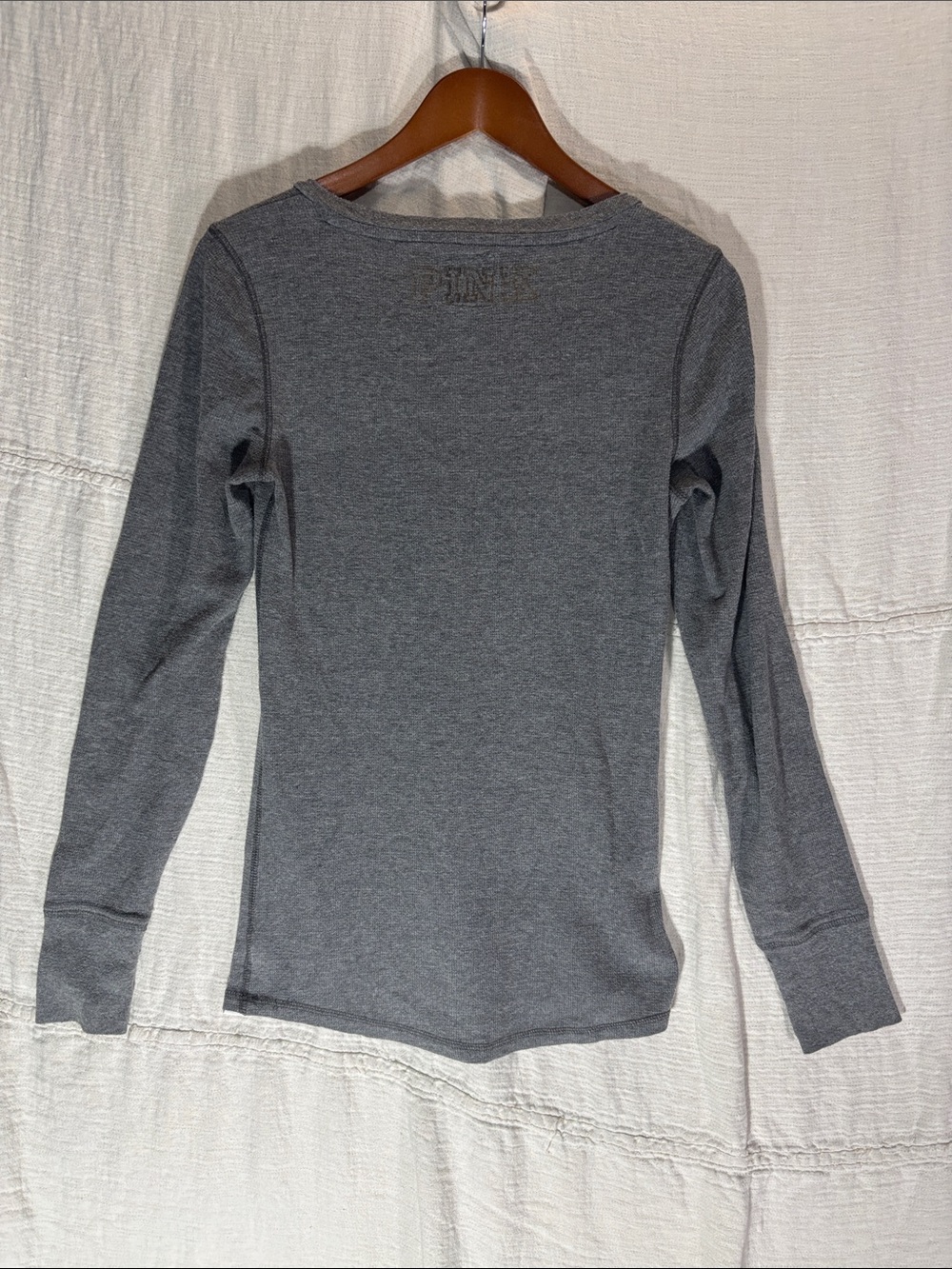 PINK Victoria's Secret Kansas Jayhawks Thermal Long Sleeve Shirt Size L - Picture 9 of 10